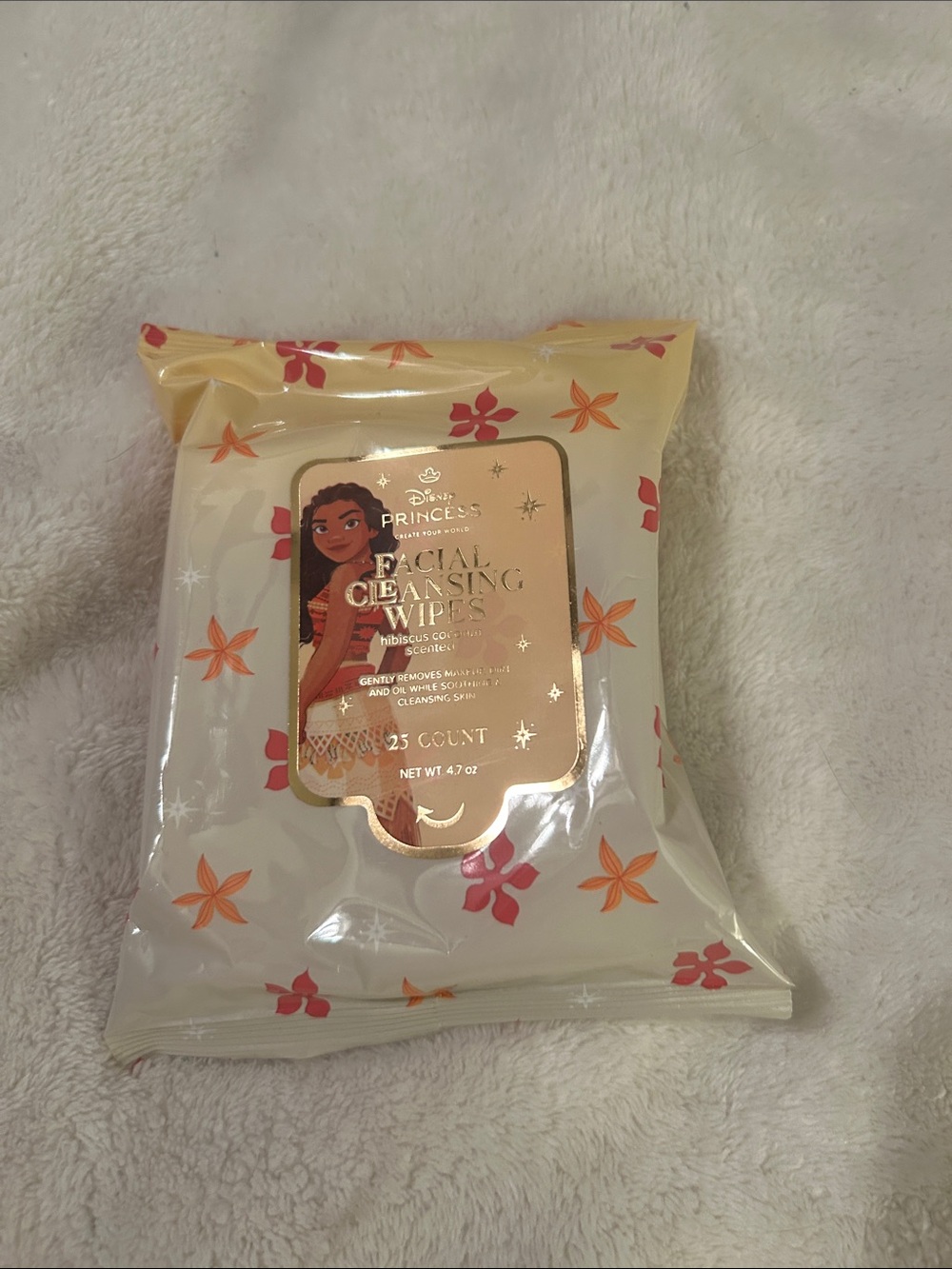 Disney Princess Facial Cleansing Wipes - Cream, Orange, Red Floral Pack